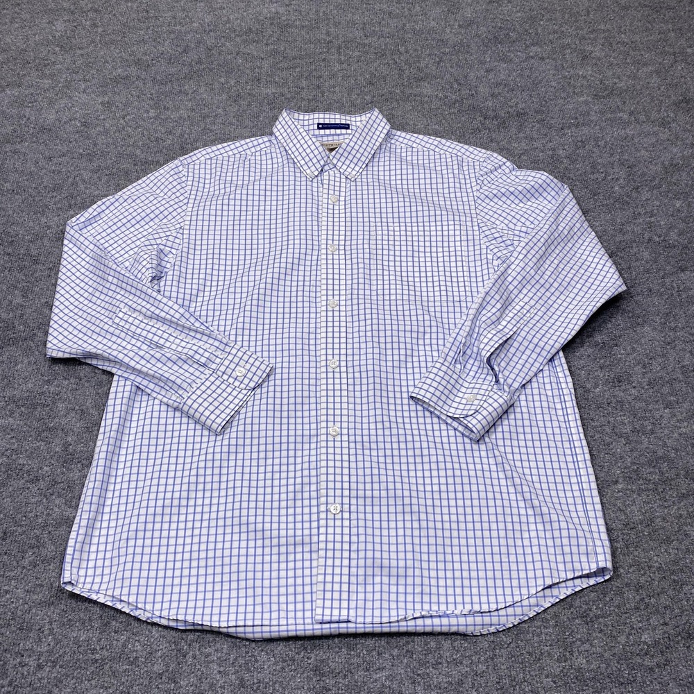 Duluth Trading Co. Shirt Mens Large White Check Long Sleeve Magnetic Button